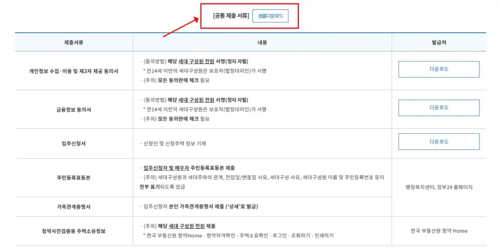 공통제줄서류