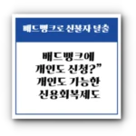 배드뱅크에 개인도 신청?”💳 개인도 가능한 신용회복제도의 핵심 총정리 + 신청 방법 정리