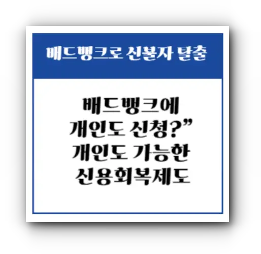 배드뱅크에 개인도 신청?”💳 개인도 가능한 신용회복제도의 핵심 총정리 + 신청 방법 정리