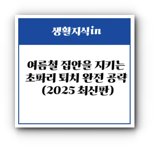 여름철 집안을 지키는 초파리 퇴치 완전 공략 (2025 최신판)